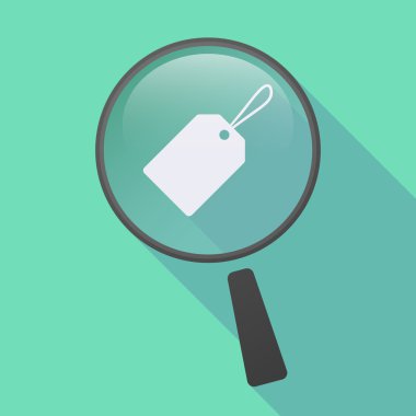 Uzun bir etiket ile gölge Büyüteç simgesi