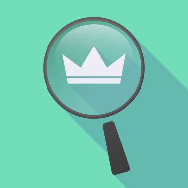 Uzun bir taç ile gölge Büyüteç simgesi