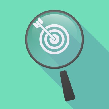 Uzun bir dart tahtası ile gölge Büyüteç simgesi