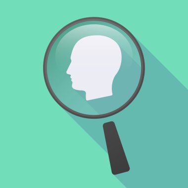 Uzun gölge büyüteç simgesini bir erkek başı