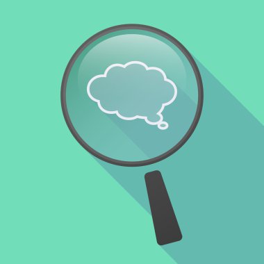 Uzun bir çizgi roman bulut balon ile gölge Büyüteç simgesi