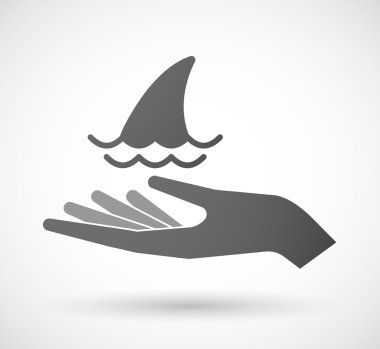 Köpekbalığı yüzgeci vererek izole el