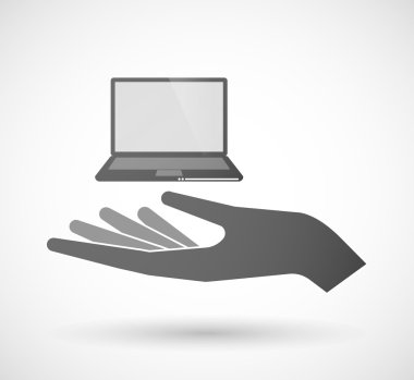 İzole el veren bir dizüstü bilgisayar