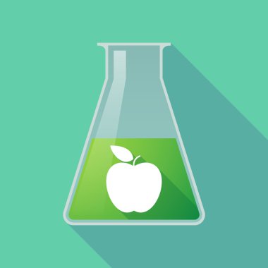 Uzun gölge kimyasal test tüpü şişesi bir elma