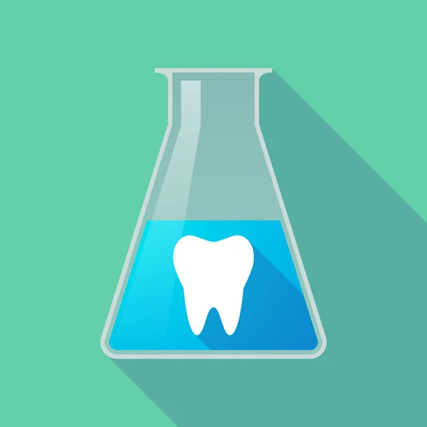 长阴影化学试管瓶与一颗牙 — 图库矢量图片