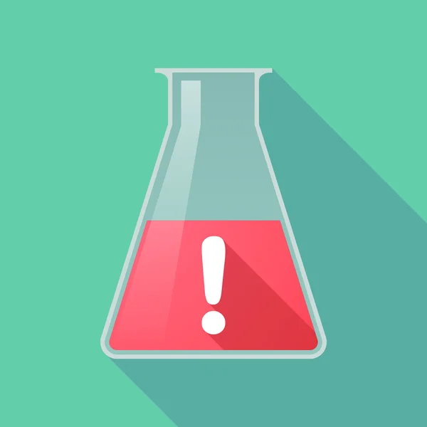 Uzun gölge kimyasal test tüpü şişesi exclamarion işareti — Stok Vektör