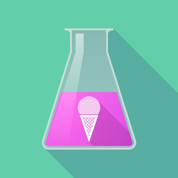 Langer Schatten Chemikalien Reagenzglas mit einem Kegeleis — Stockvektor