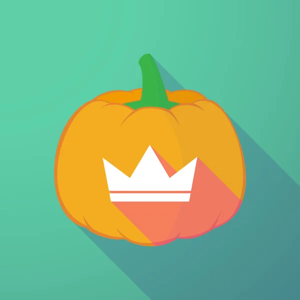 Långa skugga halloween pumpa med en krona — Stock vektor