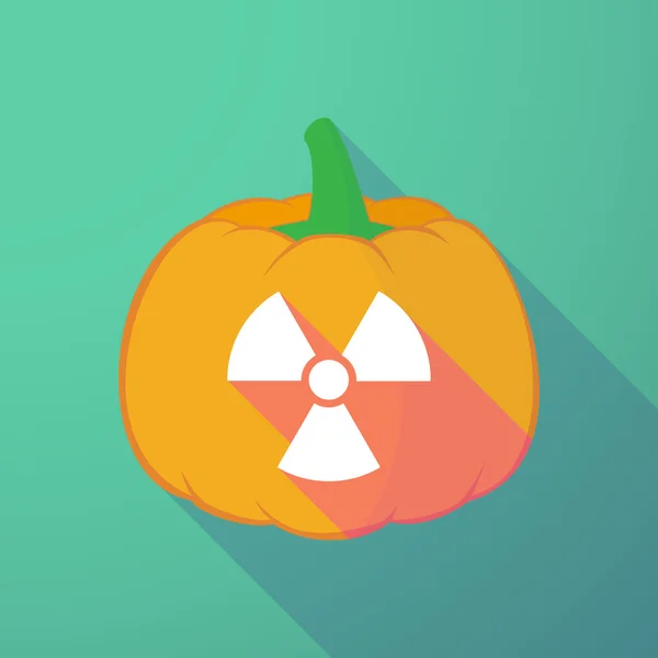 Calabaza de halloween de sombra larga con un signo de actividad de radio — Vector de stock