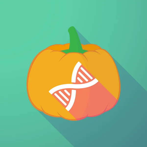 Ombre longue citrouille halloween avec un signe d'ADN — Image vectorielle