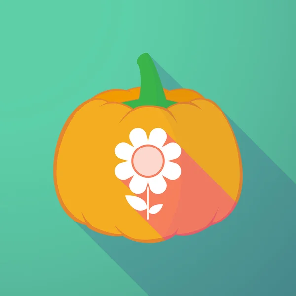 Calabaza de halloween de sombra larga con una flor — Archivo Imágenes Vectoriales