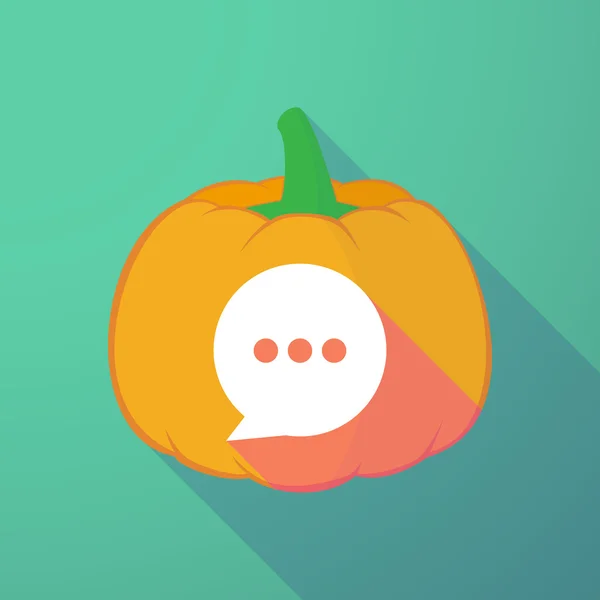 Long shadow halloween pumpkin with a comic balloon — Stock Vector