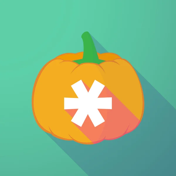 Calabaza de halloween de sombra larga con un asterisco — Archivo Imágenes Vectoriales