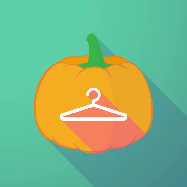 Long shadow halloween pumpkin with a hanger — Stock Vector