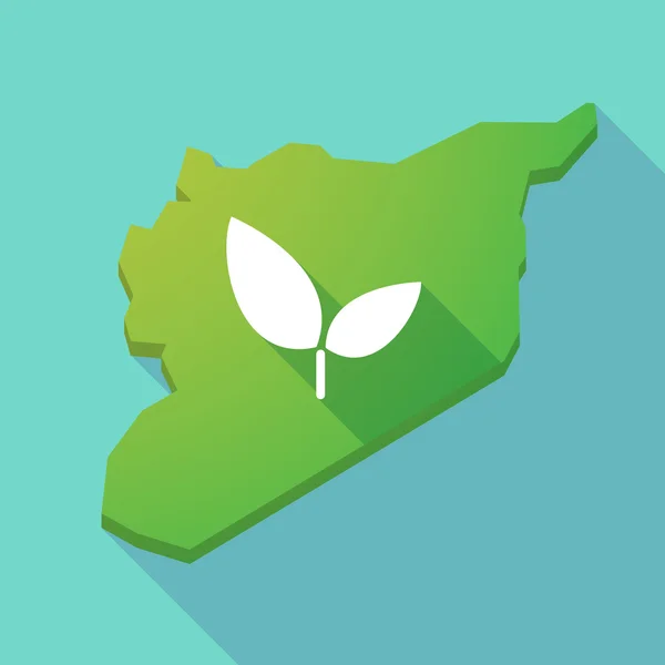 Ombre longue Syrie carte avec une plante — Image vectorielle