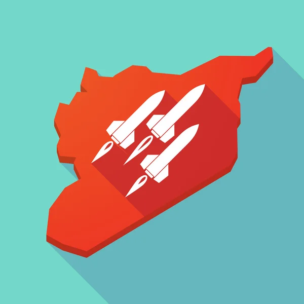 Långa skugga Syrien karta med missiler — Stock vektor