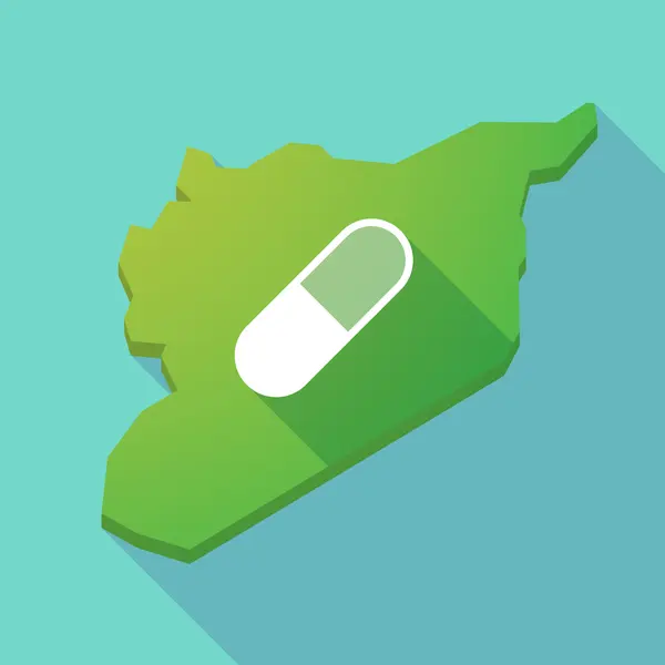 Lunga ombra Siria mappa con una pillola — Vettoriale Stock