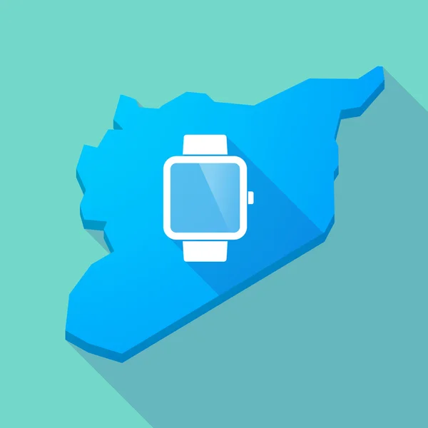 Mapa longo da Síria sombra com um relógio inteligente — Vetor de Stock