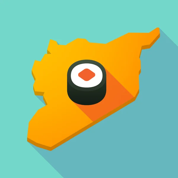 Mapa longo da Síria sombra com um pedaço de sushi maki — Vetor de Stock