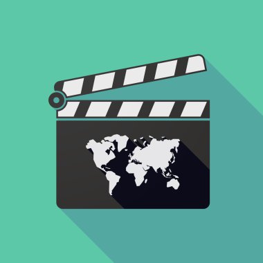 Uzun gölge clapper kurulu bir Dünya Haritası ile