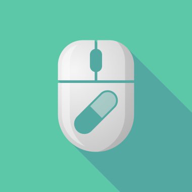 Kablosuz uzun gölge fare simgesi bir hap ile