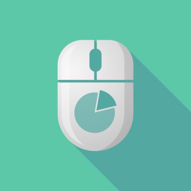 Kablosuz uzun gölge fare simgesi ile bir pasta grafiği