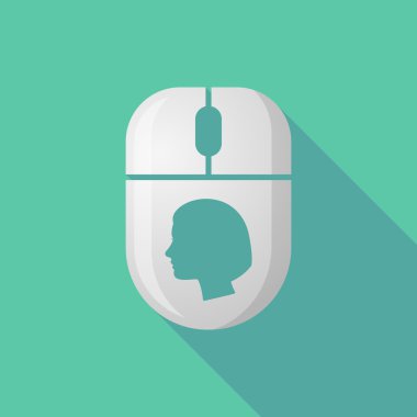 Kadın bir kafa ile kablosuz uzun gölge fare simgesi