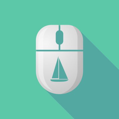 Kablosuz uzun gölge fare simgesi bir gemi ile