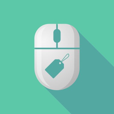 Kablosuz uzun gölge fare simgesi bir etiketle