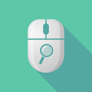 Kablosuz uzun gölge fare simgesi bir büyüteç ile