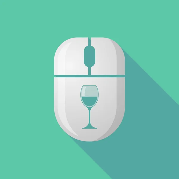 Icono del ratón de sombra largo inalámbrico con una taza de vino — Archivo Imágenes Vectoriales