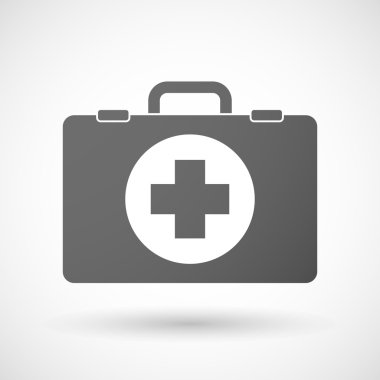 Bir yuvarlak eczane işareti simgesiyle izole evrak çantası