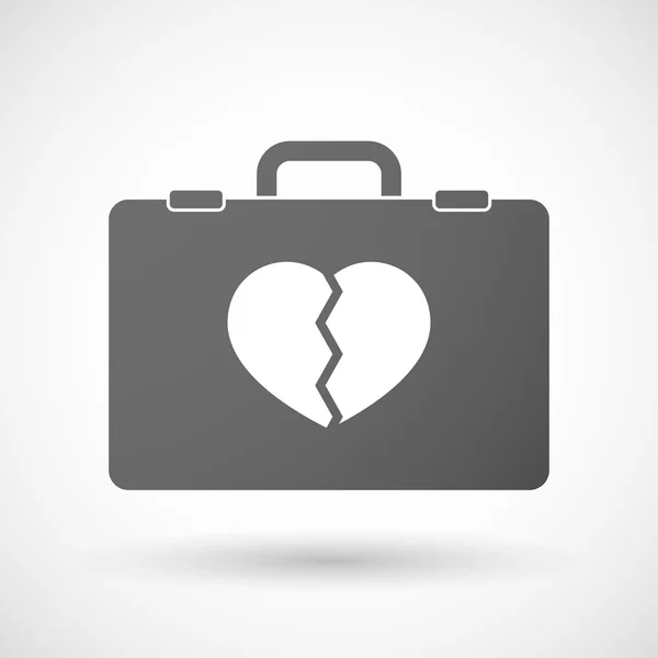 Isolated briefcase icon with a broken heart — Stock Vector