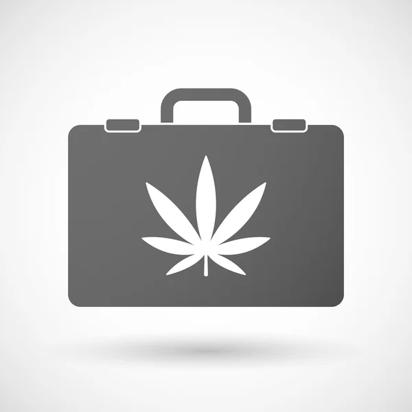 Изолированная икона портфеля с листком марихуаны — стоковый вектор