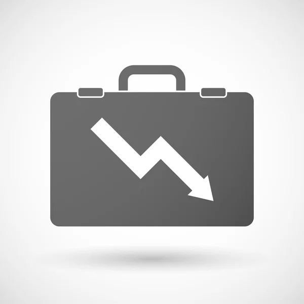 Elszigetelt táska ikon-val a csökkenő grafikon — Stock Vector