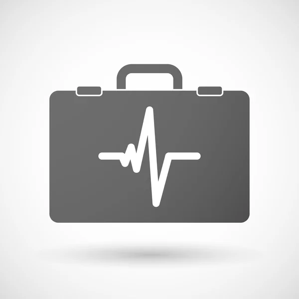 Icona valigetta isolata con un segno di battito cardiaco — Vettoriale Stock