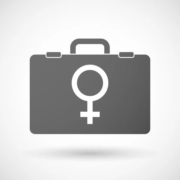 Icona della valigetta isolata con un segno femminile — Vettoriale Stock