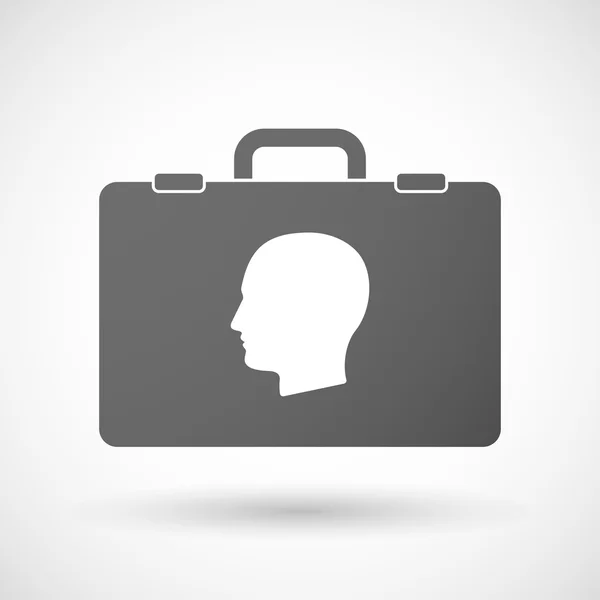 Icona valigetta isolata con testa maschile — Vettoriale Stock