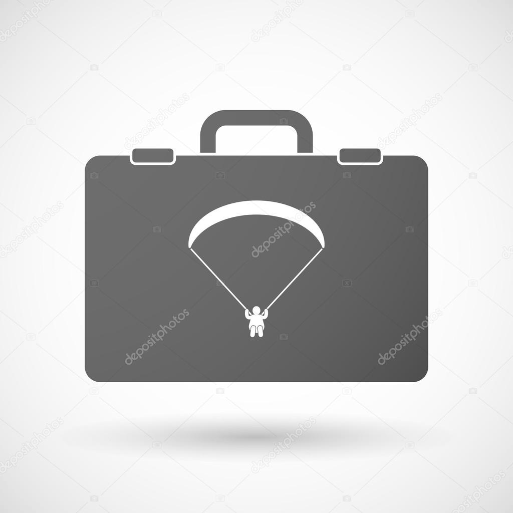 Isolated briefcase icon with a paraglider