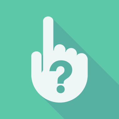 Uzun gölge bir soru işareti ile parmak el işaret