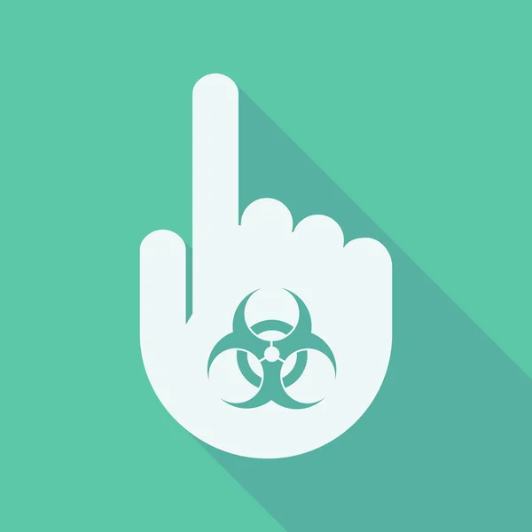 Long shadow pointing finger hand with a biohazard sign — Stock Vector