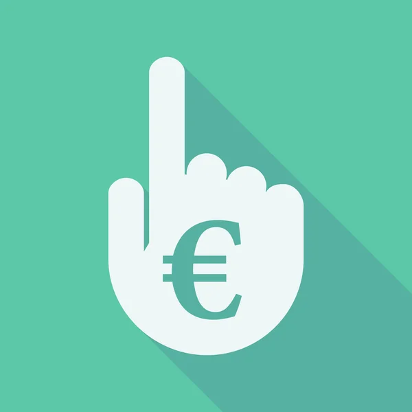 Sombra longa apontando mão dedo com um sinal de euro — Vetor de Stock