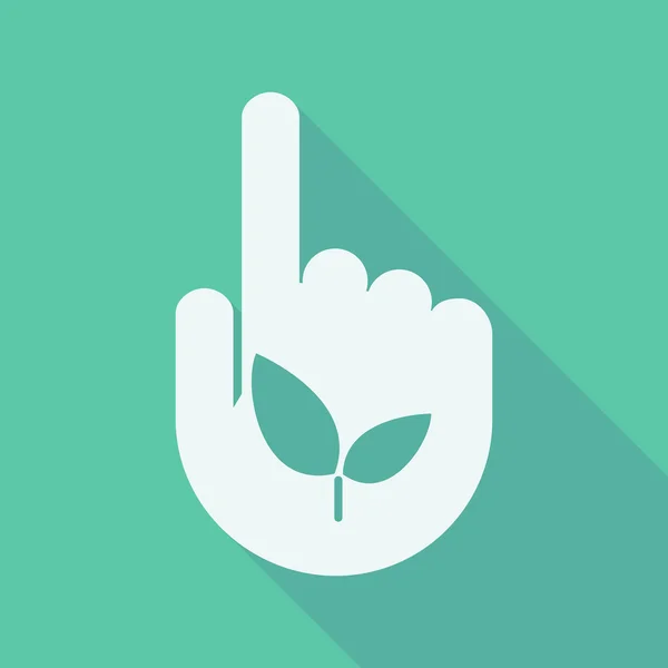 Sombra larga señalando la mano con una planta — Vector de stock