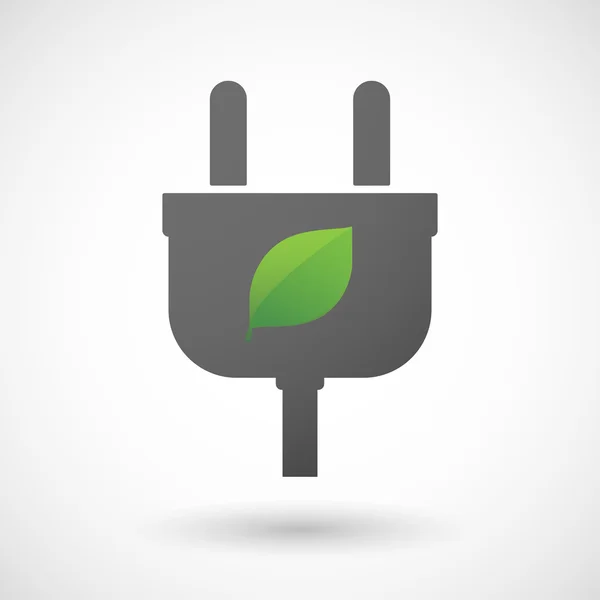 Ícone de plug isolado com uma folha verde — Vetor de Stock