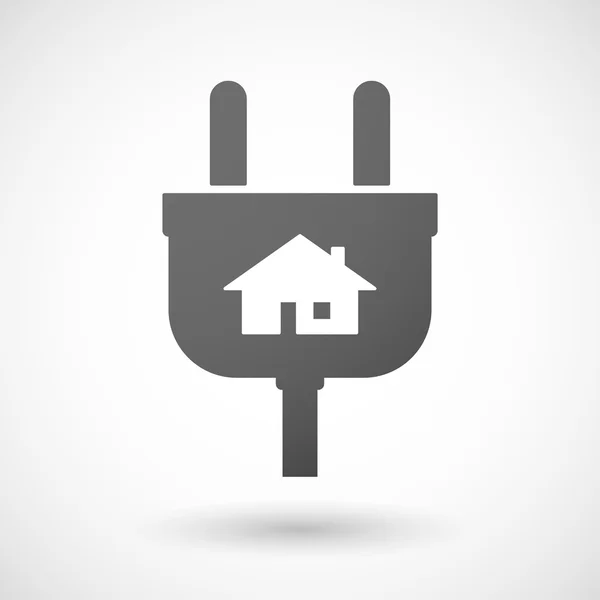 Icono de enchufe aislado con una casa — Vector de stock