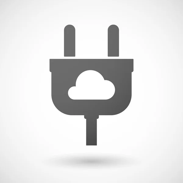 Icono de plug aislado con una nube — Vector de stock
