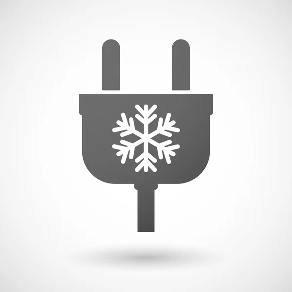 Icono de enchufe aislado con un copo de nieve — Vector de stock