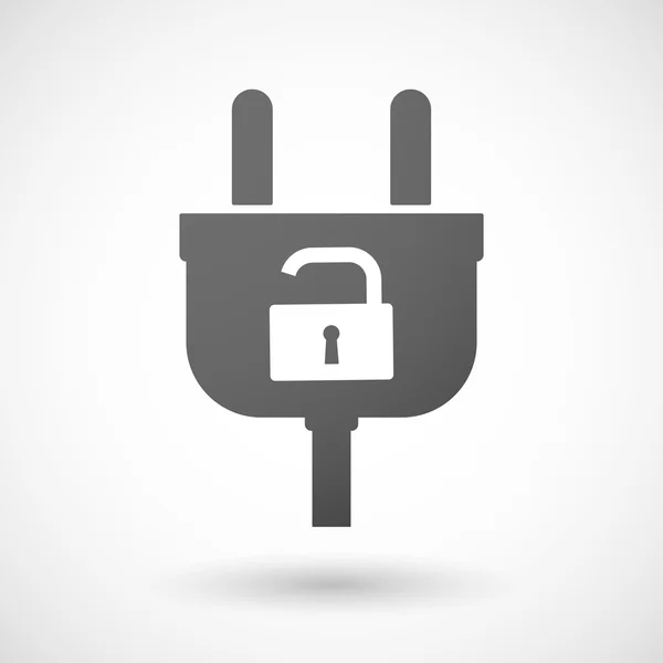 Isolated plug icon with an open lock pad — Stock Vector