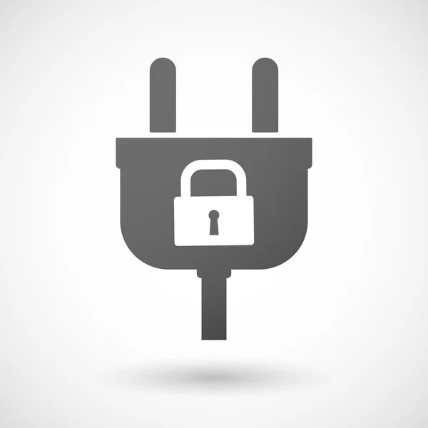 Isolated plug icon with a closed lock pad — Stock Vector