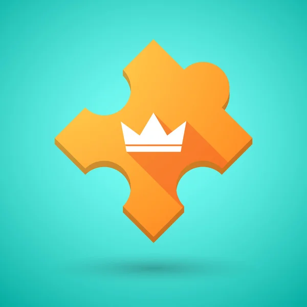 Långa skugga pussel ikonen med en krona — Stock vektor